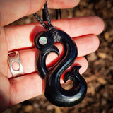 Manaia Black Bone Carving Pendant Necklace - NZ Maori Inspired