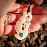 Manaia Koru Hook Bone Carving Pendant Necklace - NZ Maori Inspired