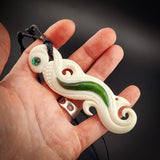 XL Manaia Jade & Bone Carving Pendant Necklace