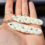 Natural Maori Bone Carving & Paua Earrings - Double Manaia