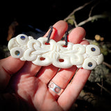 Natural Maori Bone Carving Pendant Necklace - Double Tiki