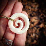 Etched Koru Bone Carving Pendant Necklace - NZ Maori Inspired