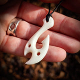 Hook Bone Carving Pendant Necklace - NZ Maori Inspired