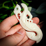 Natural Carved Maori Bone Carving Pendant Necklace - Manaia Hook