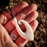 Engraved Hook Bone Carving Pendant Necklace - NZ Maori Inspired
