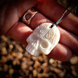 Engraved Skull Bone Carving Pendant Necklace - NZ Maori Inspired