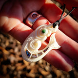 Maori Fish Bone Carving Pendant Necklace