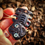 Hei Tiki Black Bone Carving Pendant Necklace
