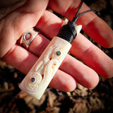 Manaia Toki Bone Carving Pendant Necklace - NZ Maori Inspired