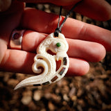 Maori Seahorse Bone Carving Pendant Necklace - NZ Maori Inspired