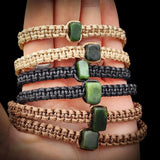 NZ Greenstone Pounamu Macrame Cube Bracelets