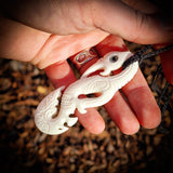 Manaia Hook Bone Carving Pendant Necklace - NZ Maori Inspired