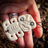 Hei Tiki Bone Carving Pendant Necklace