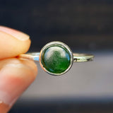 (Q,T,Y) Pounamu Solid Sterling Silver & New Zealand Greenstone Handmade Round Ring