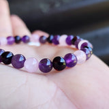Adult Bracelet - Cherry Amber, Rose Quartz, Amethyst