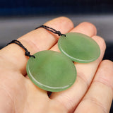 30mm Natural Aventurine Flat Disk Pendant Necklace