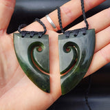 Greenstone Pair Matching 2pcs Koru Heart Pendant Necklaces