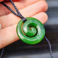 Natural Greenstone Carved Koru Pendant Necklace