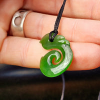 Natural Greenstone Carved Manaia Pendant Necklace