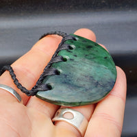 Natural Greenstone Half Oval Breastplate Necklace with Binding