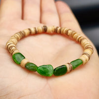 Greenstone & Brown Coconut Wood Bracelet