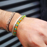 Polished Honey Amber & Aventurine Elastic Bracelet