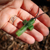 Natural Jade Cross Pendant Necklace (N1195)