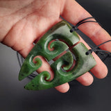 2pcs Matching Set Natural Jade Double Koru Heart Pendant Necklaces (N2151)