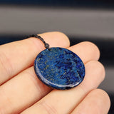 30mm Natural Lapis Lazuli Flat Disk Pendant Necklace