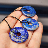 Natural Lapis Lazuli Donut Pendant Necklace