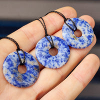 30mm Natural Sodalite Donut Pendant Necklace