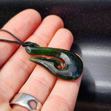 Nephrite Greenstone Whale Tail Hook Pendant Necklace
