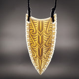Notched Niho Bone Carving Pendant Necklace