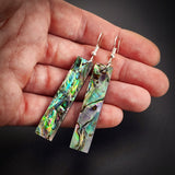 Paua Rectangle Carving Earrings