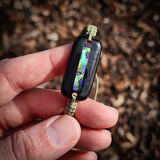 Paua & Black Bone Carving Macrame Bracelet
