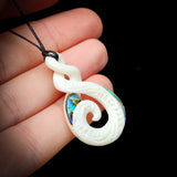 Koru Twist Bone Carving Pendant Necklace