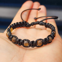 Black Macrame Cord Bracelet - Raw Green Amber