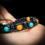 Raw Honey Baltic Amber & Turquoise Stone Macrame Bracelet