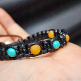 Raw Honey Baltic Amber & Turquoise Stone Macrame Bracelet