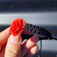 Red Howlite Rose Macrame Bracelet