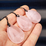 Natural Rose Quartz Waterdrop Pendant Necklace