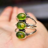 Rustic Handmade Solid 925 Sterling Silver & Natural Peridot 3x Setting Cage Ring