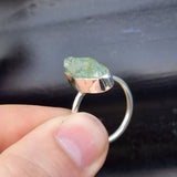 Rustic Handmade Sterling Silver & Raw Aquamarine Irregular Ring