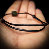 NZ Greenstone Pounamu Cube Simplistic Cord Bracelet