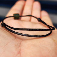 Greenstone Cube Simplistic Cord Bracelet