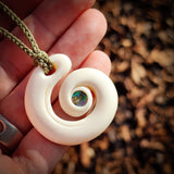 Single Koru Bone Carving Pendant Necklace - NZ Maori Inspired
