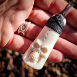 Skull Toki Bone Carving Pendant Necklace - NZ Maori Inspired
