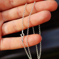 Solid 925 Italian Sterling Silver 2mm Rolo Chain Necklace