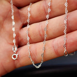 Solid 925 Italian Sterling Silver 2mm Heart Chain Necklace