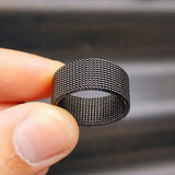 Size T - Solid Black Stainless Steel Mesh Ring